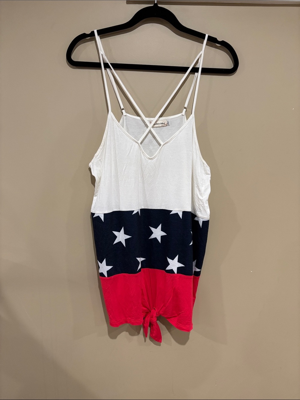 Southern stitch American flag tie front tank